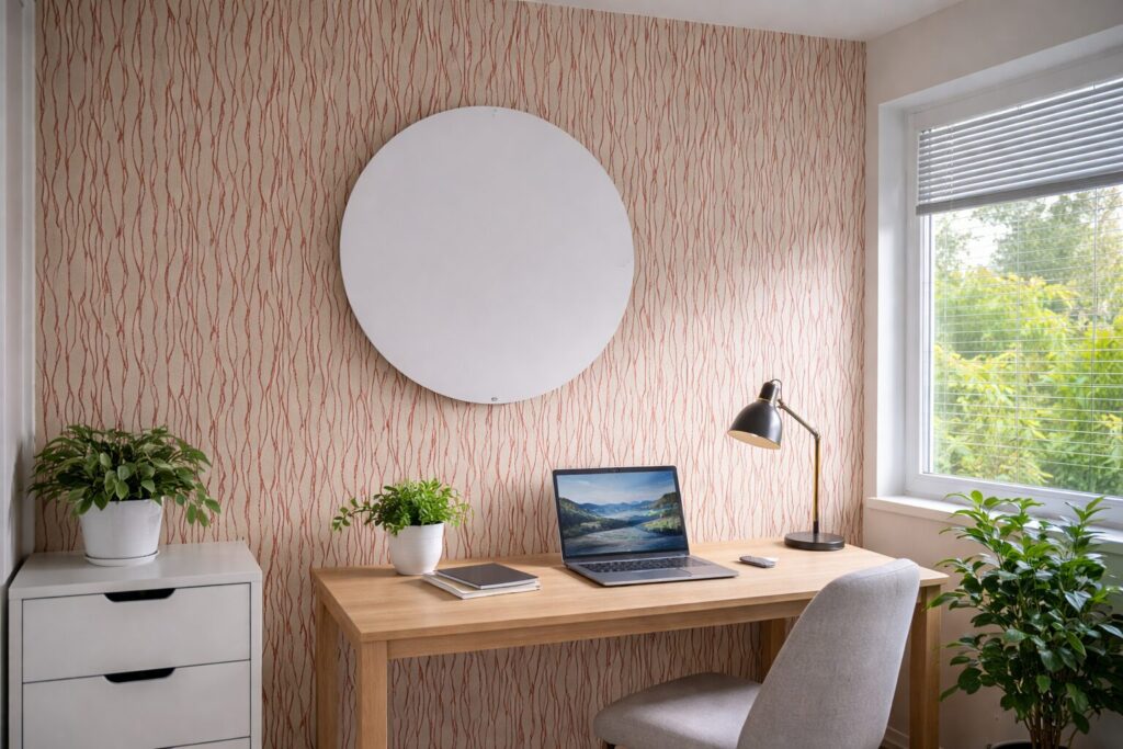 Kodukontor Tallinnas, seinal 600W ümmargune küttepaneel