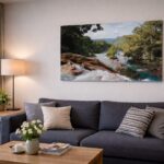 Efektse looduspildiga küttepaneel elutoa seinal