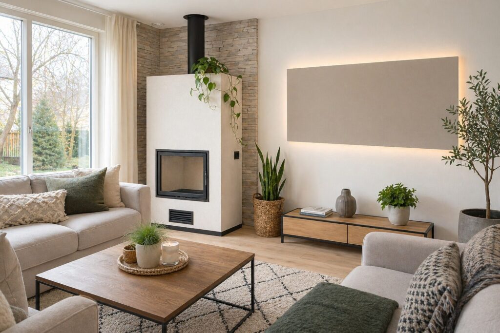 infrapuna küte sobib hästi kasutamiseks koos ahju või kamina kütmisega