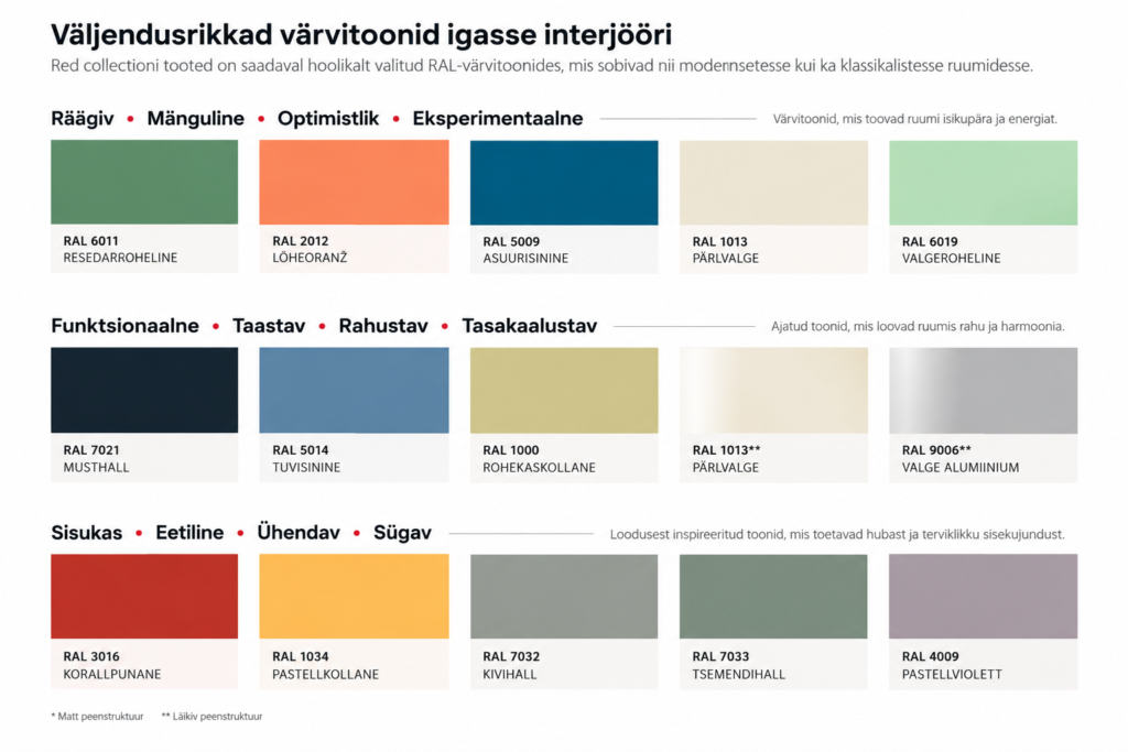 RED kollektsiooni värvitoonid